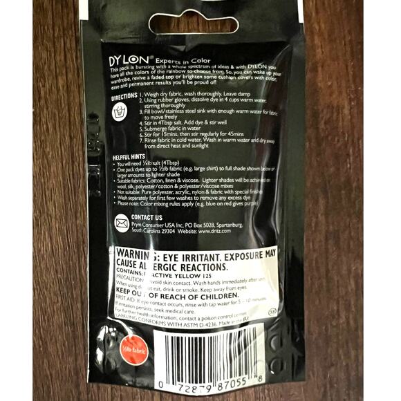 NEW Dylon 87055 Permanent Fabric Dye, Goldfish Orange, 1.75-Ounce - Picture 2 of 2